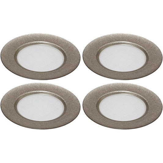 Vetro Felice Large Plate Western Tableware Charger Plate Ginger & Clear 33cm Happy Glass Glitter 323933C G006