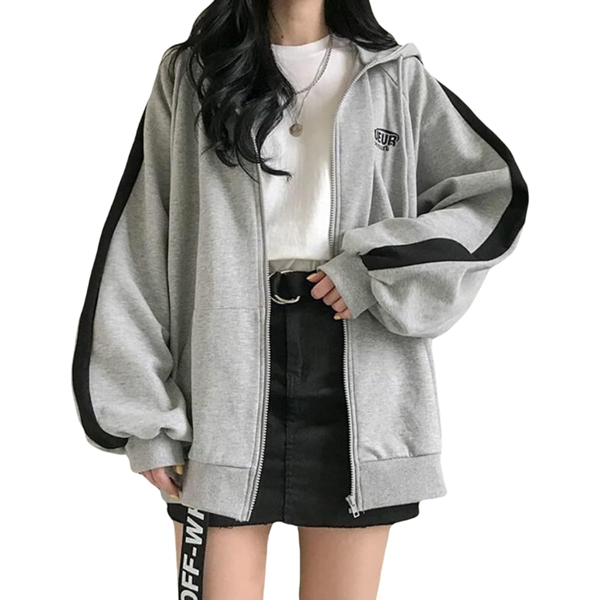 [LYTD] Women's Parka with Hood, Loose, Zip-up Parka, Long Sleeve, Women's Jacket, Korean Style Fashion, Outerwear, Volume Sleep, Spring/Autumn Clothes, Street Style, Women's Outerwear, Harajuku Style