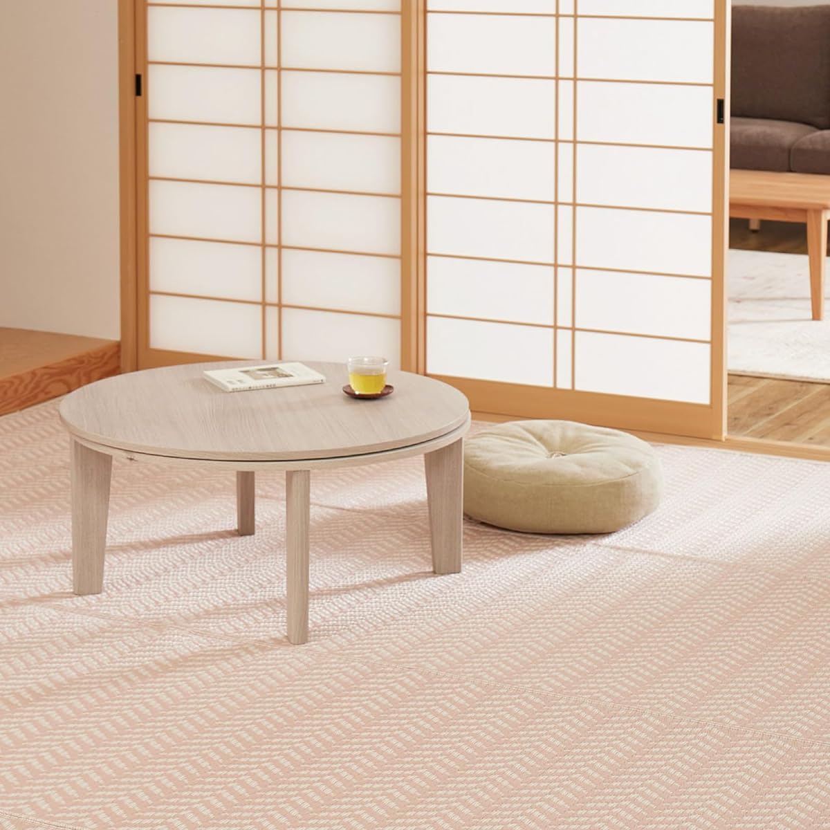 Hagiwara PP Pattern Overlay Pink Edoma 3 Tatami Mat "Pass Rush" Rug Carpet Vinyl Style Overlay Washable Pastel Color