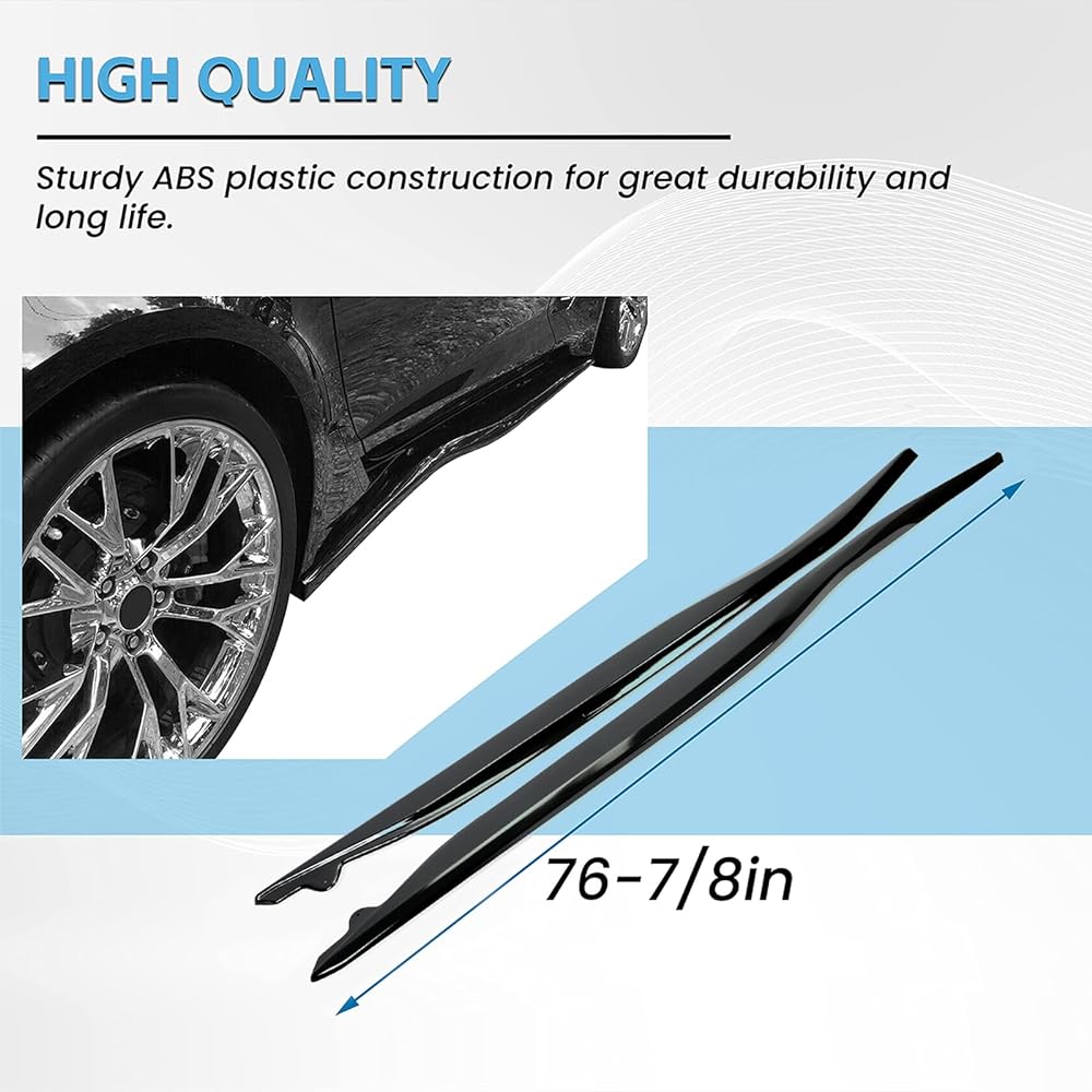 ECOTRIC side skirt 14-19 Corvette C7 Stingray Z06 ZR1 Z51 Grand Sports 2 Door Coupe Extension Locker Panel Side Side Parts Glossy Black