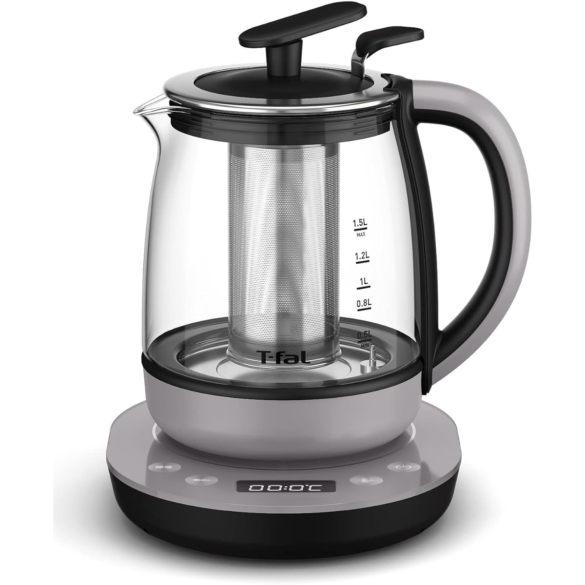 [Online Only] Tefal Electric Kettle 1.5L Glass Temperature Adjustment "Tyle" Fruit Tea Green Tea Thermal Recipe Book Included BJ813DJPA Silver
