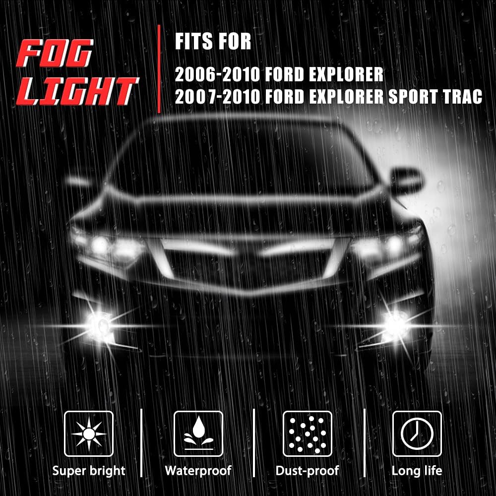 Driving fog light lamp replacement 2006 2007 2008 2009 2010 Ford Explorer 9005 12V 65W With halogen bulb (clear lens)