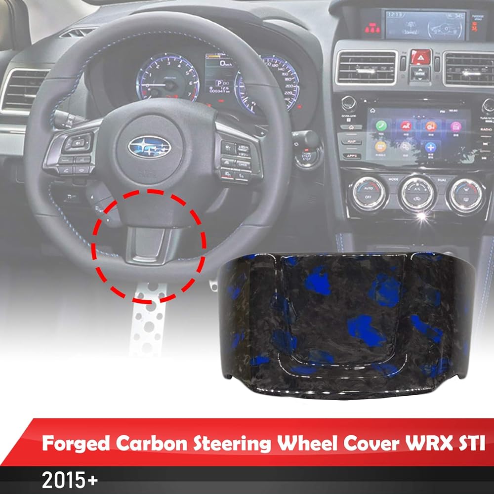 GOGOCARBON Steering Wheel Cover, Cap, Steering Wheel Cover, Black Indigo Forged Carbon (FC), Subaru WRX STI VAB/WRX S4 VAG 2015-2020 Sedan Replacement Cover, Lightweight, Strong UV Clear Coating, Interior, Color and Pattern of Each Product May Vary