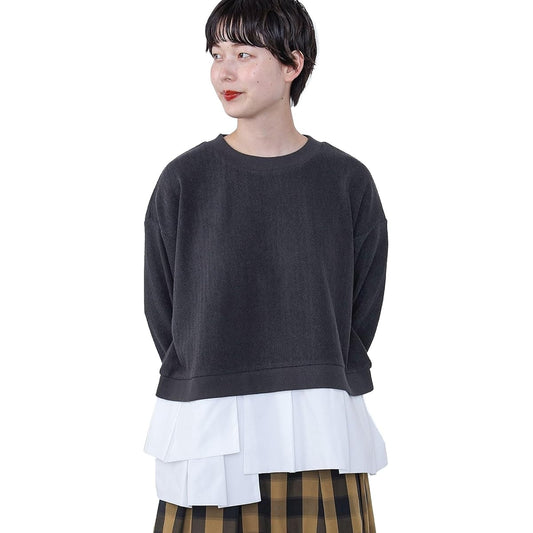 [Beams Heart] Sweatshirt Herringbone Asymmetrical Pullover Women's
