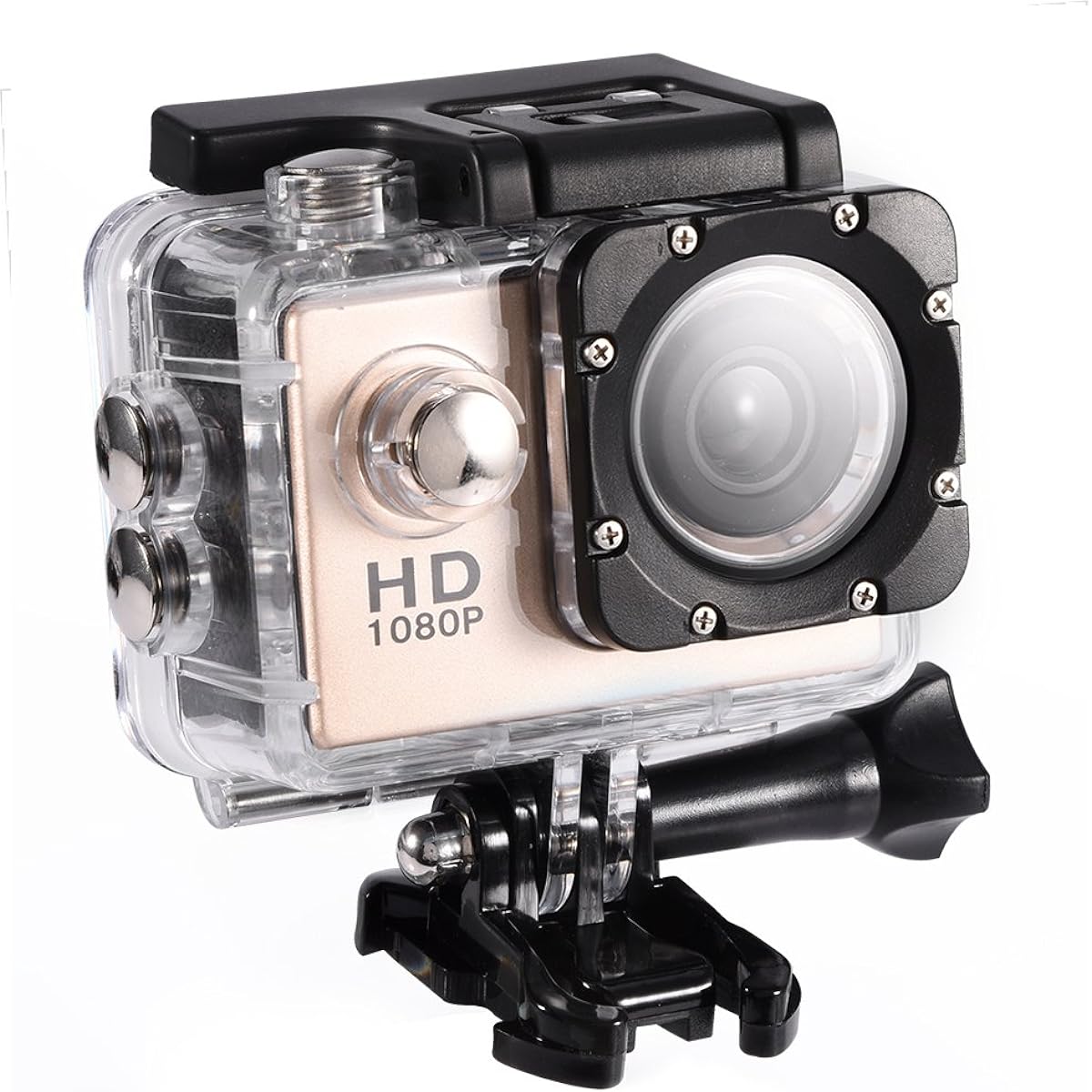 Sports Camera Ultra HD VGA 12M 2" Screen Action Camera 90 Degree Wide Angle 30m Underwater with Waterproof Housing Case/Accessory Kit Extreme Exercise Camera (Gold)