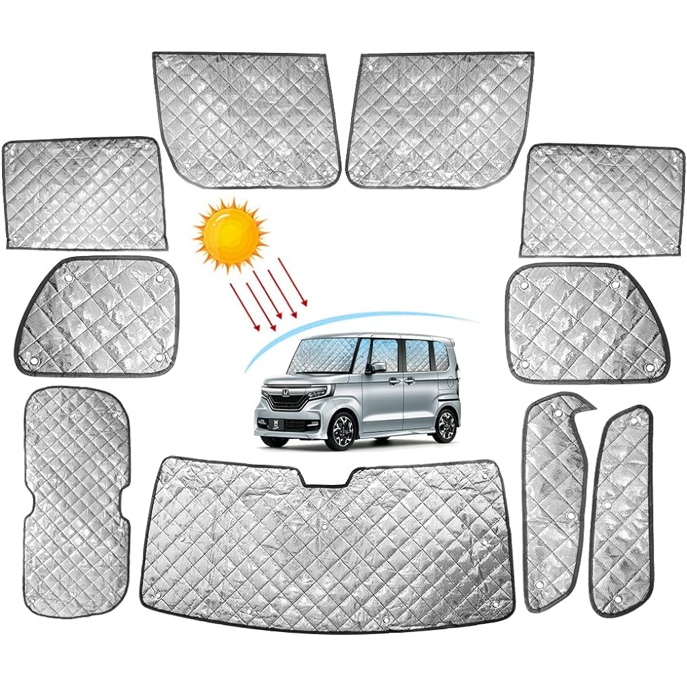 [Reiwa 5 New Suction Cup Model] SUNVIC New N-BOX/N-BOX Custom JF3 JF4 Car Sunshade Blackout Shade Car Window Sunshade Black Mesh 5 Layer Structure Sleeping in the Car for 1 Car Anti-Theft Suction Cup Included Easy Installation