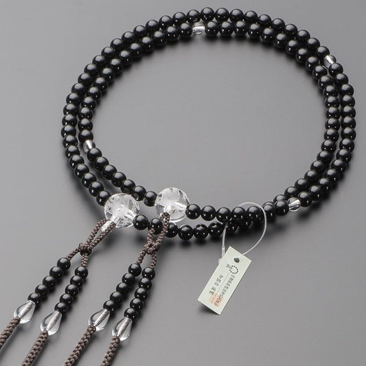 Butsudanya Takita Shoten Rosary Shingon Buddhist Buddhist Buddhist Beads for Men, Black Onyx, Dragon Carved Book Crystal, Shaku 2, Pure Silk Hanabatenbo; Kyo Prayer Beads, Dragon, Ssangyong, Two-wheel