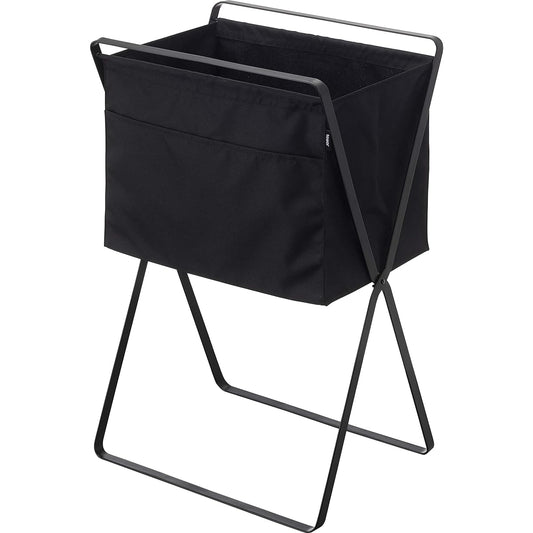 Yamazaki Jitsugyo 5662 Folding High Floor Laundry Basket Black Approx. W46XD35.5XH70cm (When used) Tower Laundry Bag Folding Laundry Basket