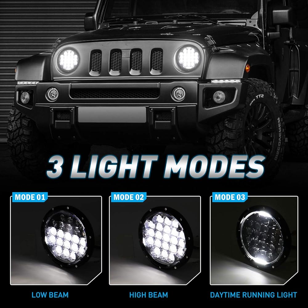 LED headlights for AAIWA Wrangler 7 inch Round LED headlights 105W 5D Lens DRL with DRL JK TJ LJ CJ motorcycle compatible