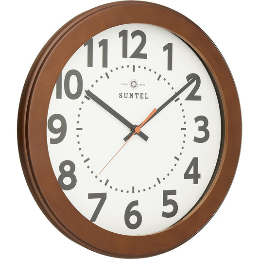 Suntel Wall Clock Brown 330 x 45mm Moji Clear Wooden Frame Wall Clock BR (Brown) SQ06-BR