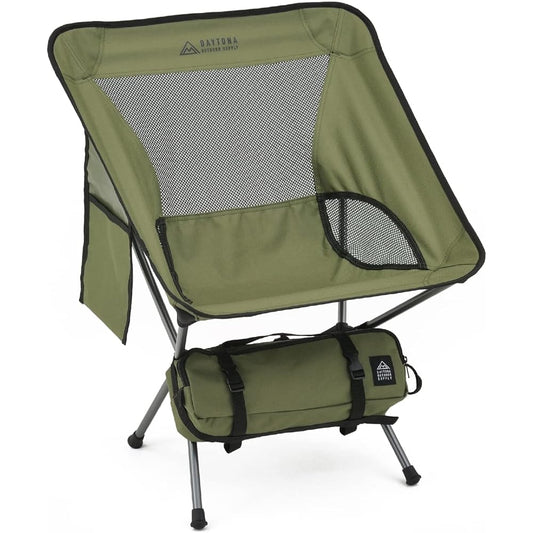 Daytona Compact Outdoor Chair for Motorcycles with Side Pockets, Camping, Motorcycle Loading Size, Green 27709