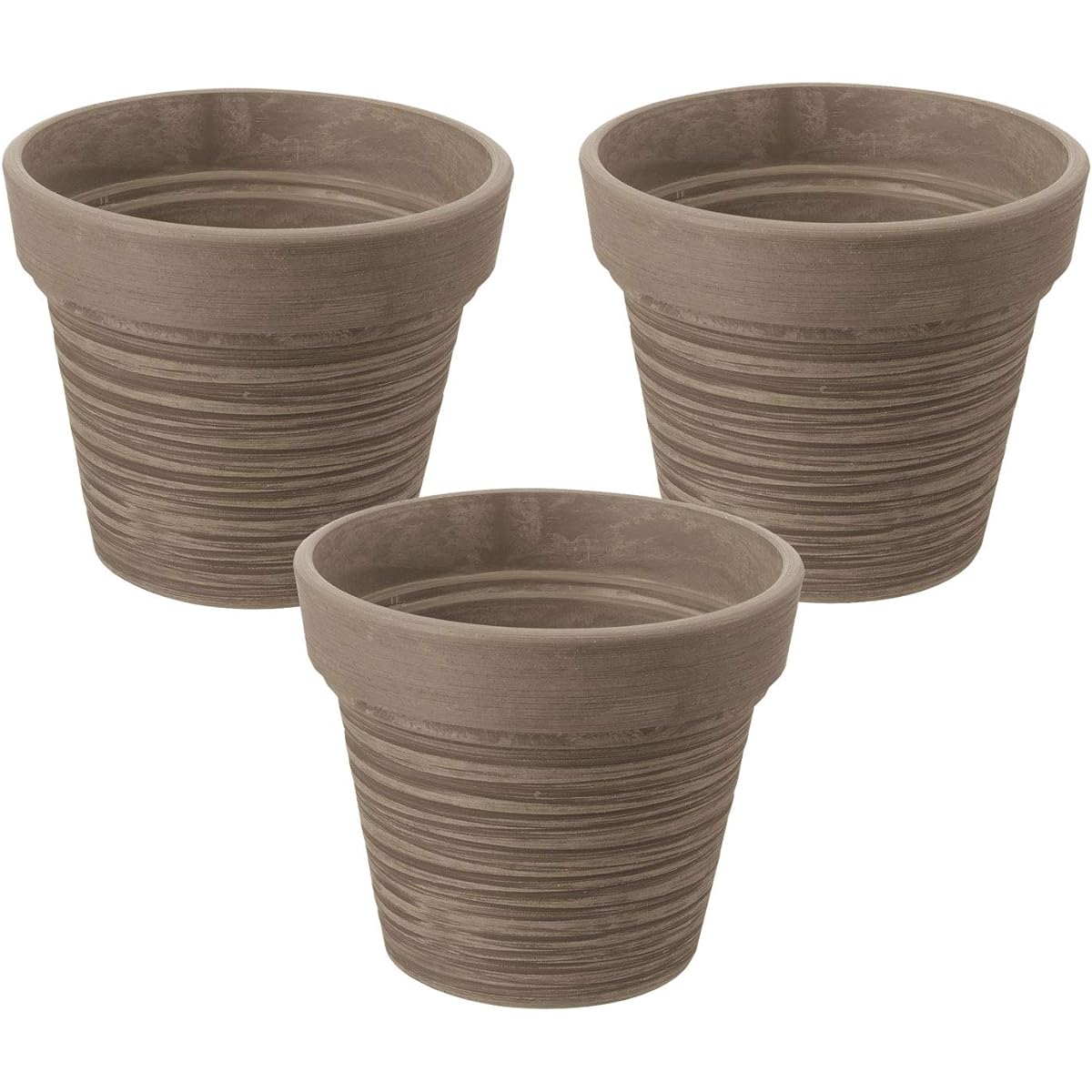 Richell Pot Planter Botany Carve Pot 20 Type Diameter 20.3 x Height 17.3cm 000898 Beige 3 pieces