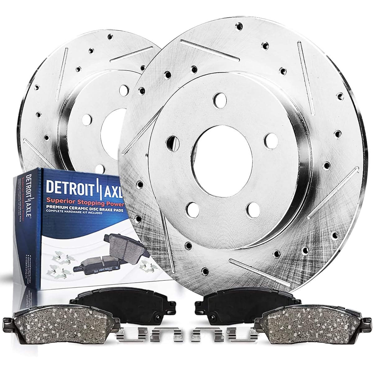 DETROIT AXLE -Rear brake kit 11-16 Hyundai Eranto Coupe GT Velostar Kia Forte Cup Forte5 Soul Drilling Slot Disk Brake Rotor 2011 2012 2015 2015 2015 Ceramic Brake Pad replacement