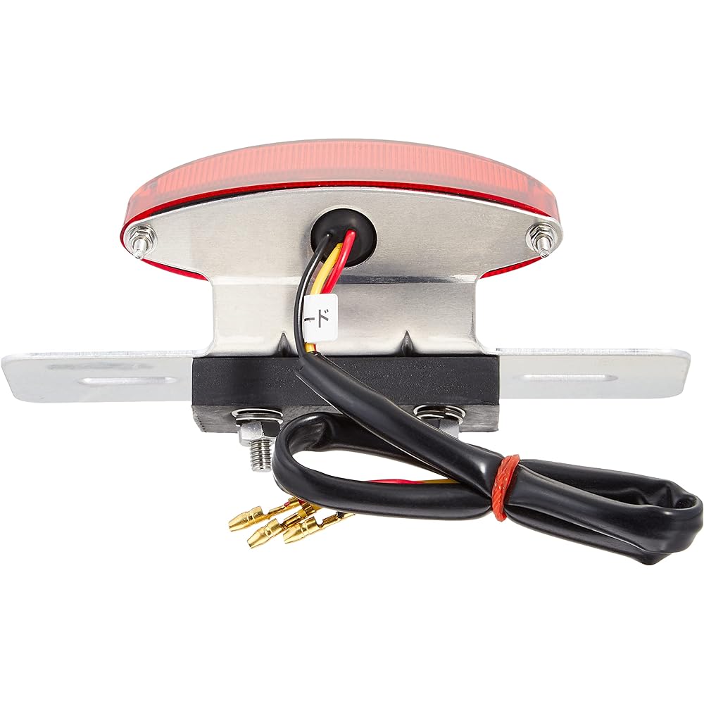 Kijima Motorcycle Parts Slim Cat's Eye Tail Lamp LED with Aluminum Plate 108x29mm for 12V Vehicles Universal Red 218-3111