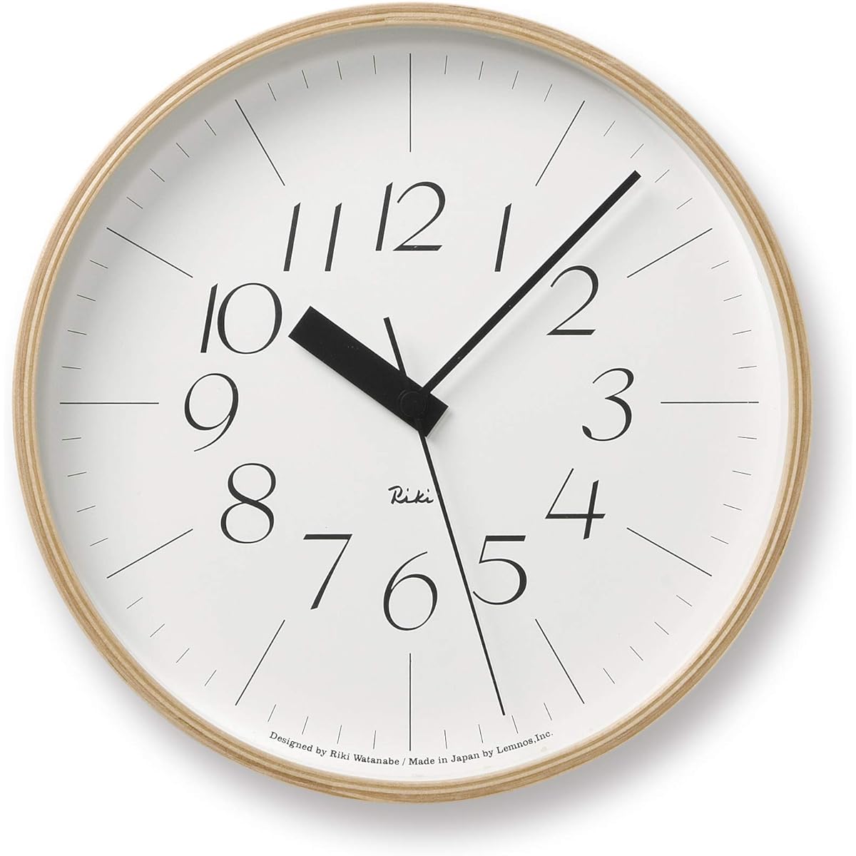 Lemnos Wall Clock Riki Radio Clock Analog Wooden Frame Natural Wood WR20-01 Lemnos White 25.4 x 25.4 x 5.4cm