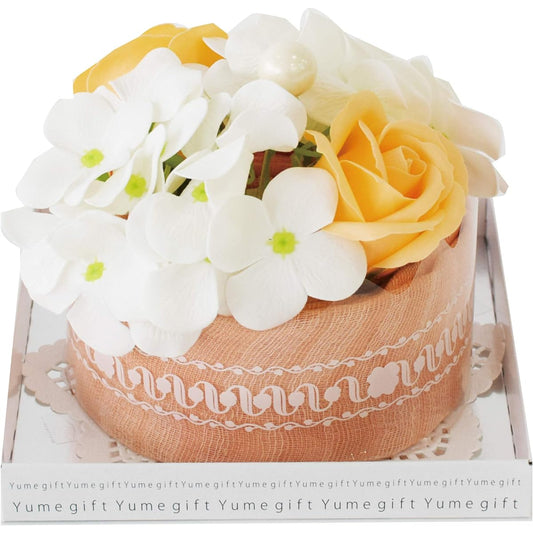 Yumegift Senshu Towel Cake Fragrance Flower Stole Towel Handmade Made in Japan 5 Colors to Choose from (Orange)