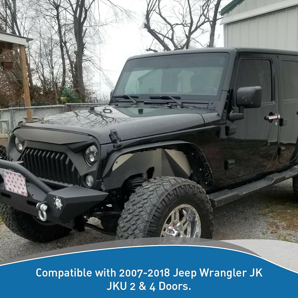 ECOTRIC Front Inner Fender Liner Splash Guard 2007-2018 JEEP WRANGLER JKU 2 Door & 4 Door Solid Lightweight Aluminum Silver High Strength Simple Style