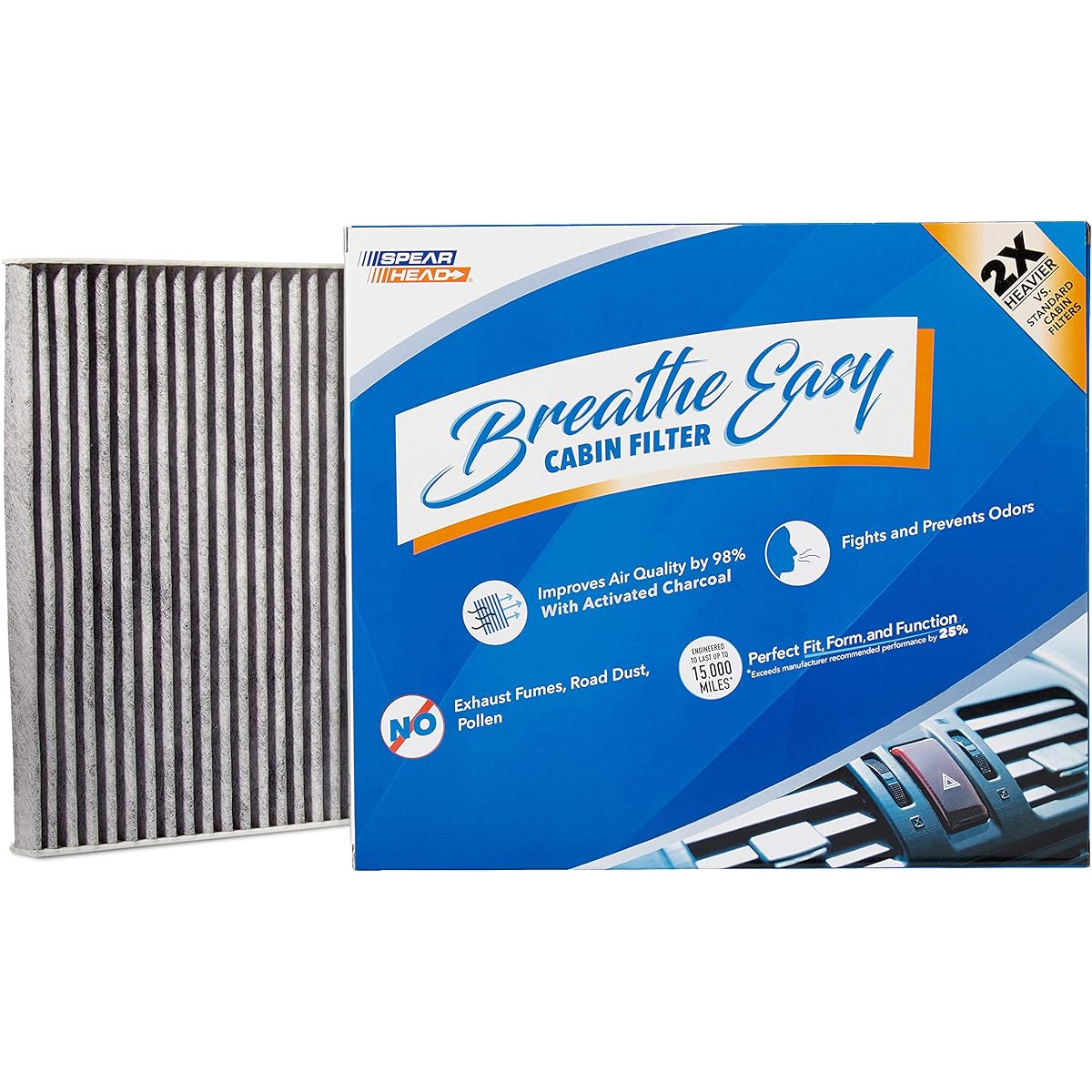 Spearhead Premium Breathe Easy Cabin Filter, Up to 25% Longer Life w/Activated Carbon (BE-133)