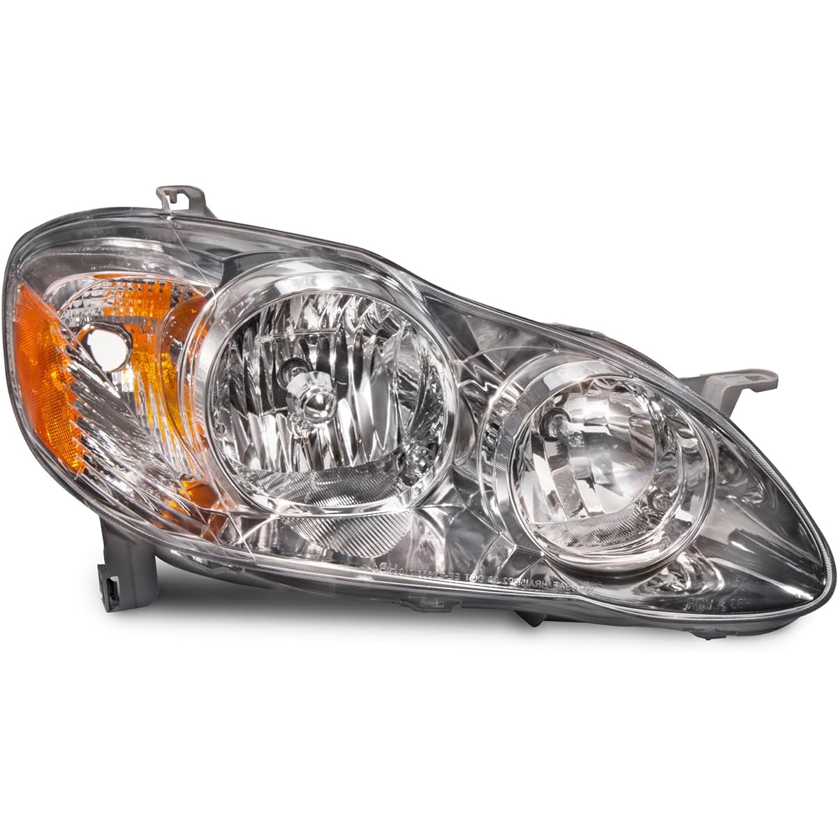 HEADLIGHTSDEPOT Chrome Housing Halogen Headlight Toyota Corolla CE/LE 2005-2008 Right passenger side with head lamp
