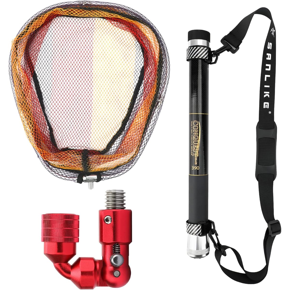 SANLIKE Landing Net Ball Net Set Ash Joint Lightweight Small Joint Stretchable Ash Glass Fiber Small Joint Ball Handle Tamo Net Compact Portable Convenient for Freshwater and Seawater Suitable 2 Types 2.4M-3.9M