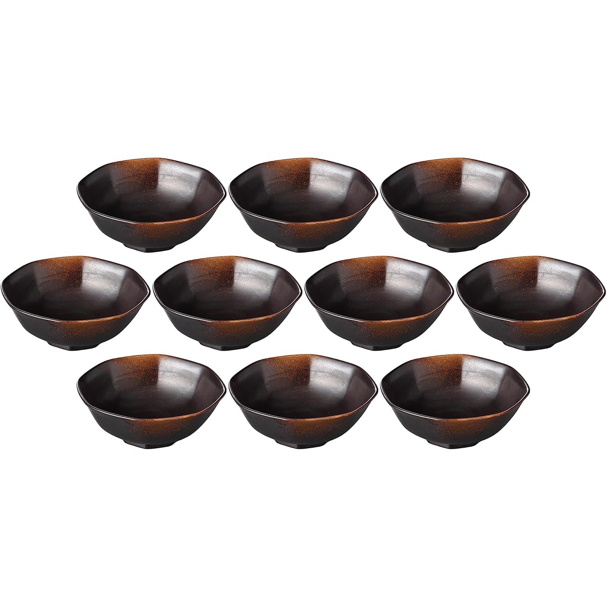 Set of 10 Yakitome octagonal 5.0 inch bowl [15.2 x 14.8 x 5.8cm] [Medium bowl]