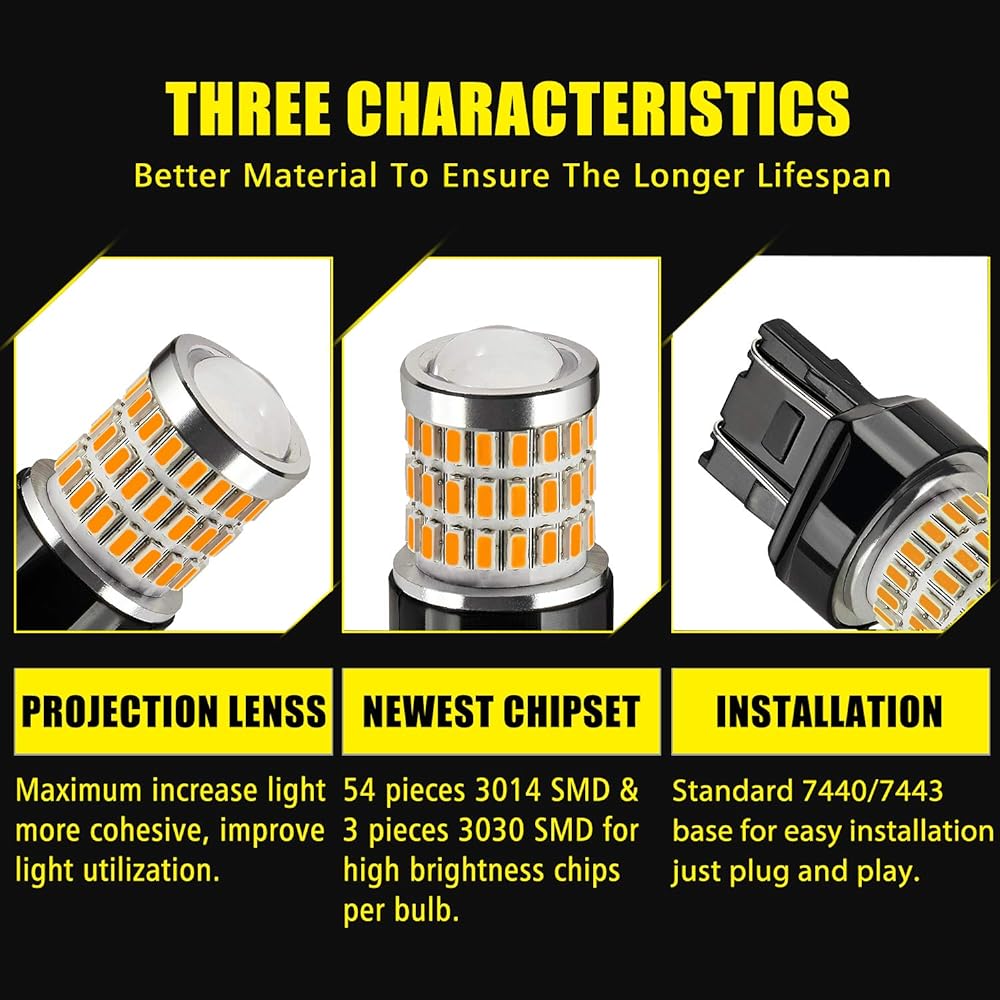 AUXLIGHT 7443 7440 T20 LED bulb White Amberred Super high brightness 57-SMD LED replacement backup/reverse light brake