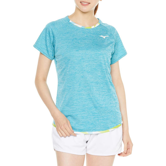 Mizuno 72MAA205 Women's Badminton Wear Game Shirt, Short Sleeve, Reduces Stickiness, Easy to Move