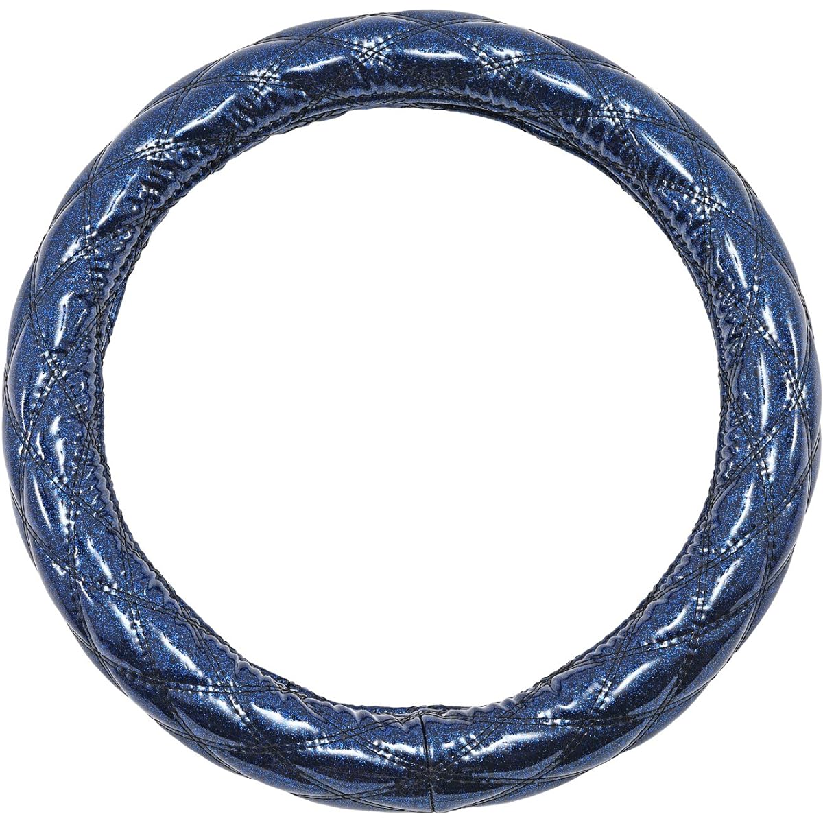 Miyabi HC-KZ22HSBKBL Extra Thick Steering Wheel Cover, Sparkling V2, Glitter, Double Stitched Diamonds, Size 2HS: 17.7 - 18.1 in (45 - 46 cm), Black/Blue