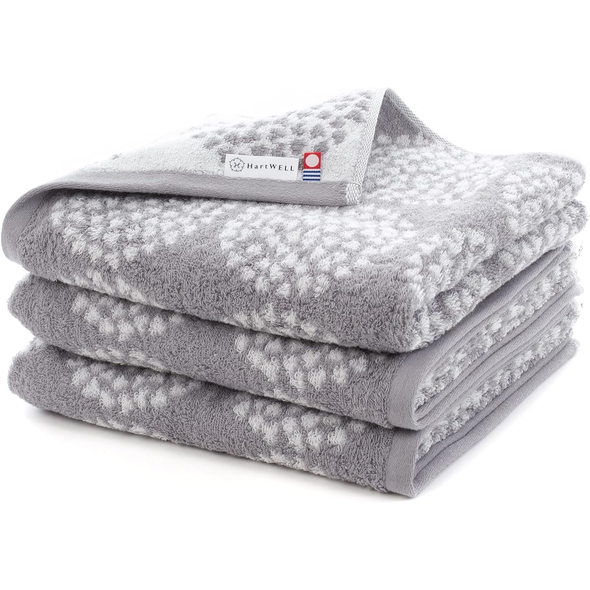 HARTWELL Imabari Towel Scandinavian Nordic Towel Mini Bath Towel HARTWELL Scandinavian Pattern Scandinavian Small Bath Towel Simple Soft Loop Loop Towel Set of 3 Bouquet Floral Pattern Gray Towel Set