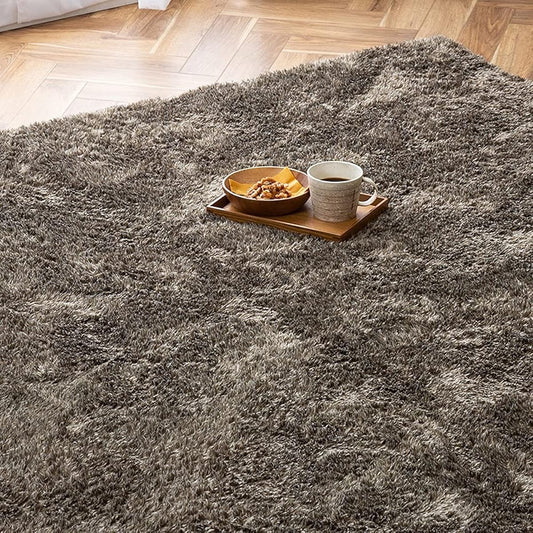 Iris Ohyama Carpet Rug Shaggy Rug 185 x 240 cm Total Thickness Approx. 4.5 cm Non-slip Compatible with Hot Carpets 3 Tatami Water Repellent Sound Insulation Effect Low Form Scandinavian Stylish Mat ACRS-1824 Ash Brown