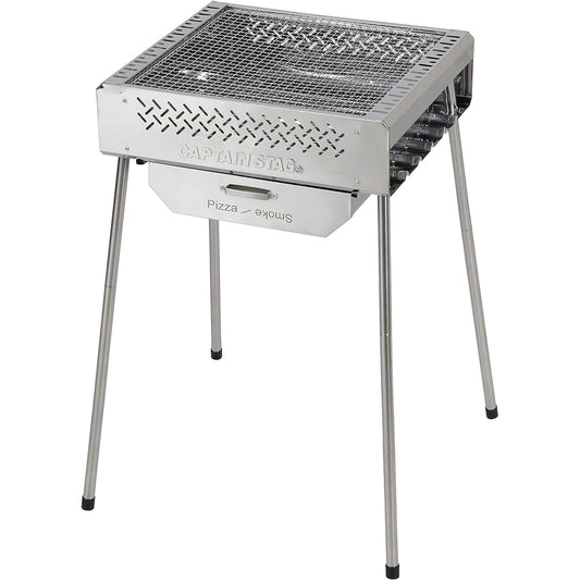 CAPTAIN STAG Barbecue Stove Grill Bonfire Pizza Oven Smoke 7-in-1 7-Way Multi-Fire Grill Stainless Steel Storage Bag Included UG-69/UG-2036