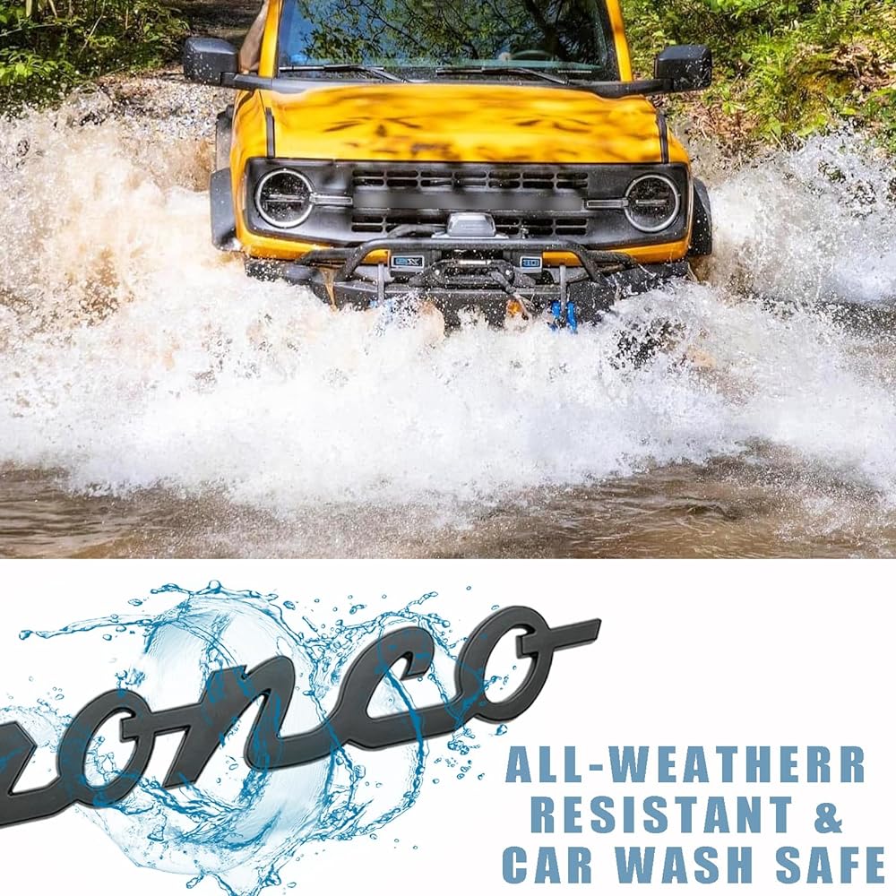 Decal Emblem Ford Bronco 2022 -Anmosvo Fender Side Bronco Truck Letter 3D Name Plate Cardecal Logo Sticker Ford Bronco Accessories 2021 2022 -Mat Black (2 pieces)