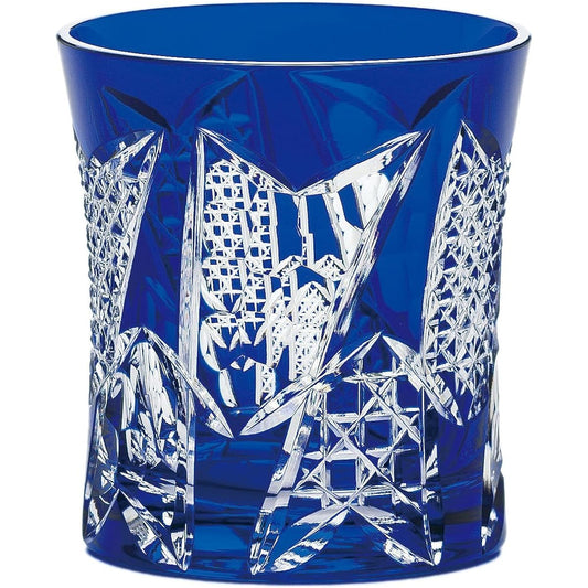 Toyo Sasaki Glass Yachiyo Kiriko Arrow Kasuri Pattern Blue 280ml Made in Japan LS19590SULM-C680