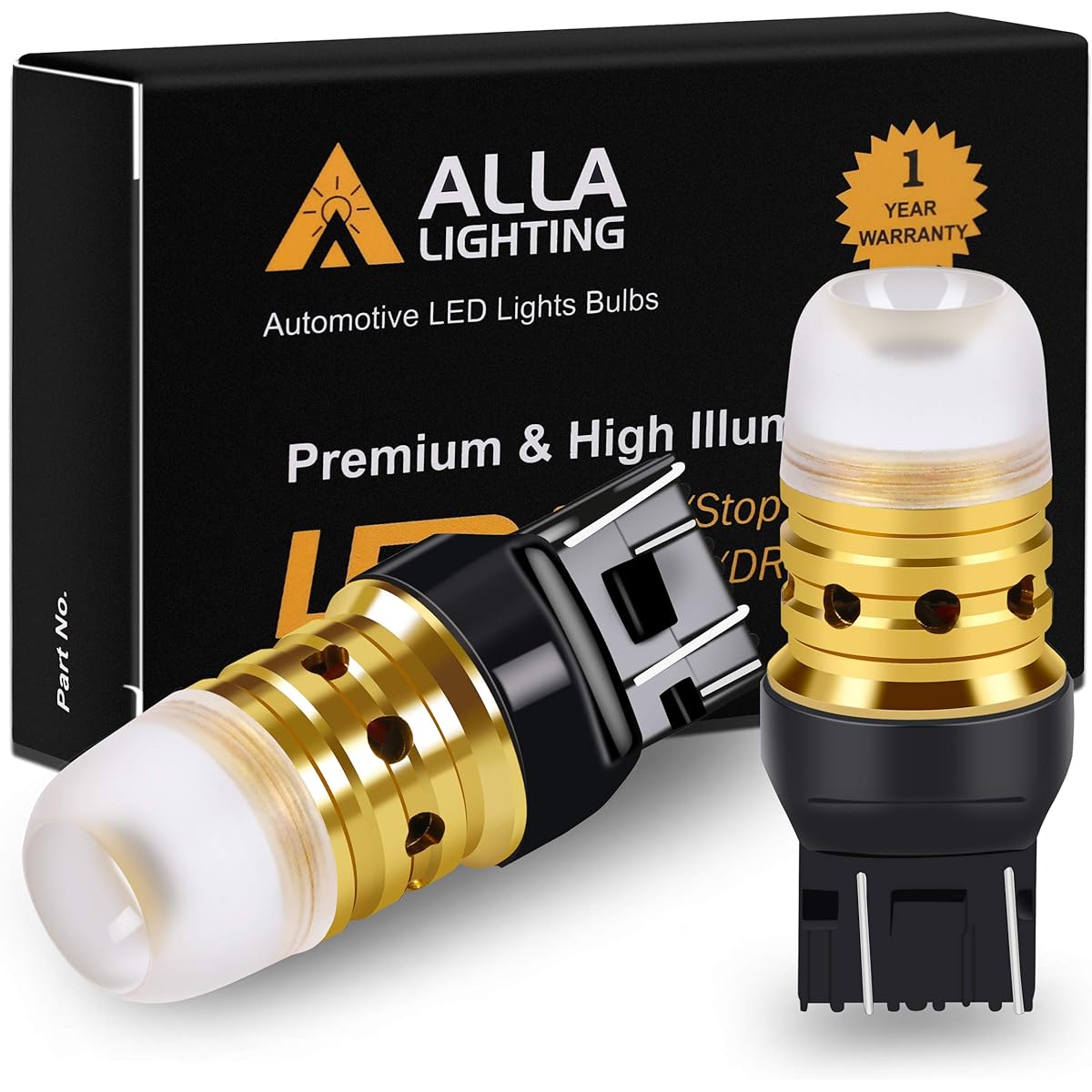 ALLA LIGHTING Mini W3X16Q Base T20 7440 7443 LED bulb Extreme Super Bright W21W 7441 7442 7444 Signal/Brake Tail/DRL Light 6000K Kissenon White