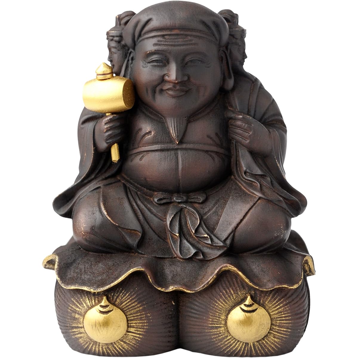 ≪Entokuin Officially Approved≫ Toyotomi Hideyoshi Three-faced Daikokuten small (wooden: Japanese cypress)_Buddha statue figure Seven Lucky Gods Daikokuten Isumu (Sanmen Daikokuten S)
