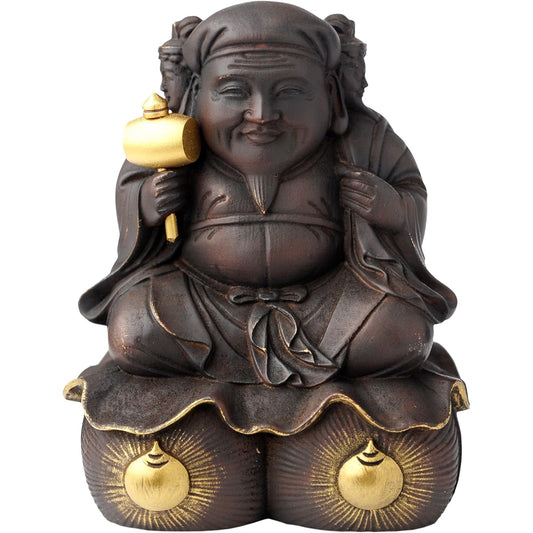 ≪Entokuin Officially Approved≫ Toyotomi Hideyoshi Three-faced Daikokuten small (wooden: Japanese cypress)_Buddha statue figure Seven Lucky Gods Daikokuten Isumu (Sanmen Daikokuten S)