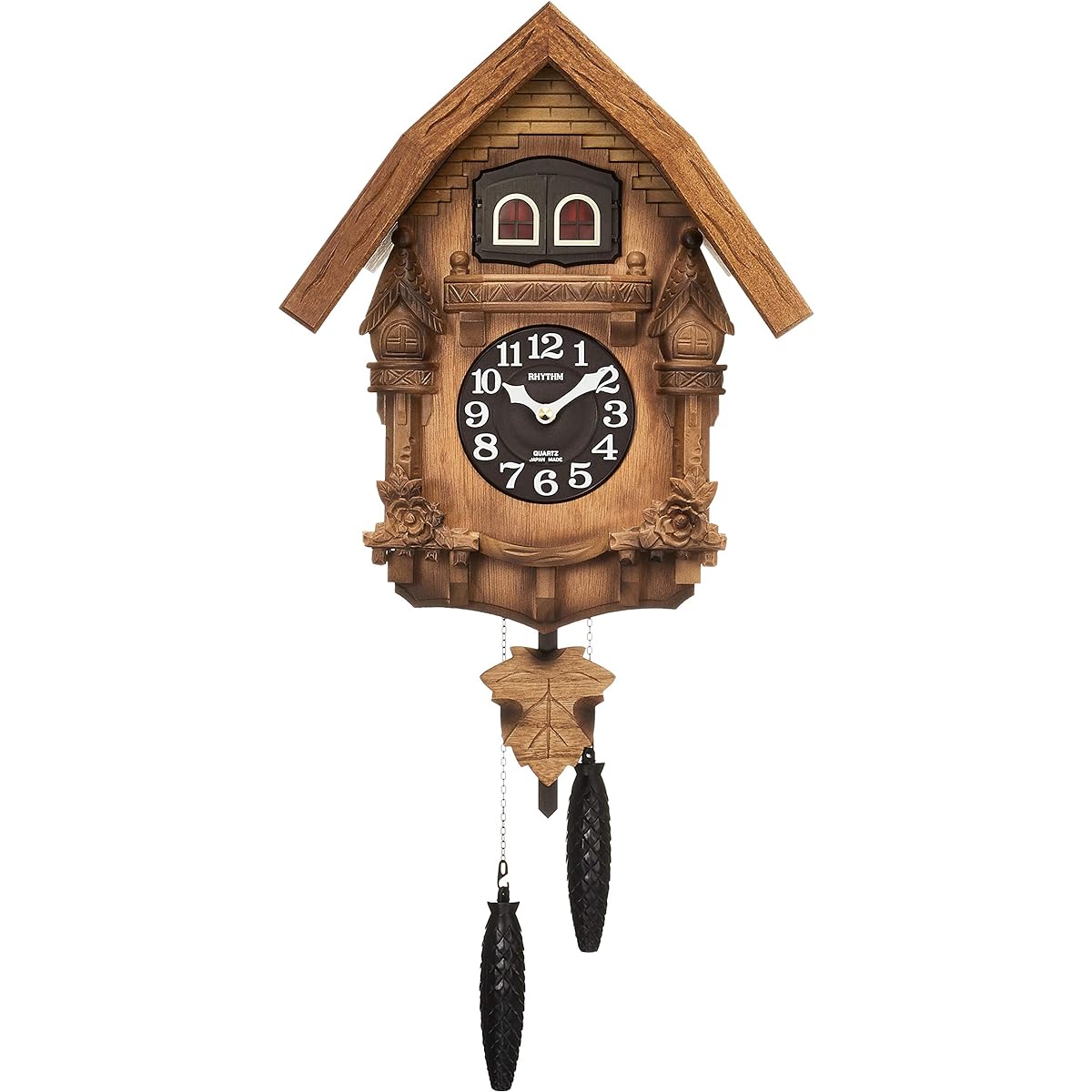 RHYTHM Cuckoo Wall Clock [Made in Japan] Made in Japan Authentic Bellows Wood Brown (Wood Finish) Cuckoo Teles R 4MJ236RH06