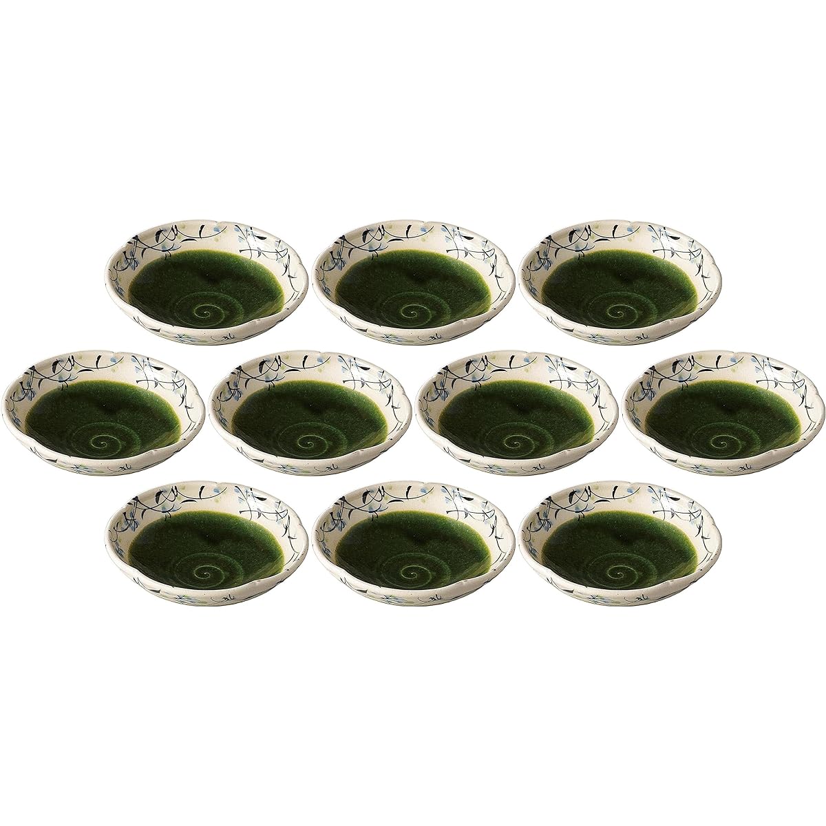 Set of 10 Oribe flower garlands 5.0 pots [17.2 x 5.1cm] Earthenware [Mukou]