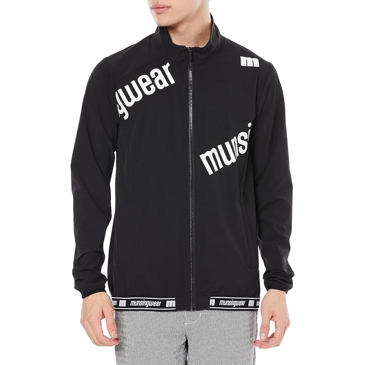 [Munsingwear] Full-zip blouson [ENVOY] Water-repellent, stretch, big logo, nylon material, training golf, MEMWJK01, men's