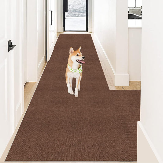 Hallway Mat Carpet Rug Rug Rug Carpet Washable AOHDM Stair Mat Approx. 600 x 60cm Non-Slip Kitchen Mat Brown Entrance Mat 4mm Suction Mat Long Mat Anti-Slip Suction Carpet Step Mat for Stairs Non-Slip Mat