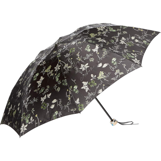 [Jill Stuart] AURORA JI-17731-31 Botanical foil letter print satin carbon 8 ribs folding umbrella ladies