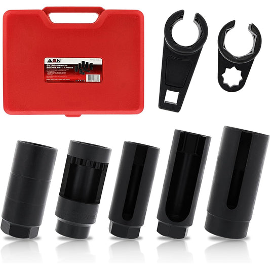 ABN Oxygen 02 Sensor Socket 7-Piece Tool Kit – 22mm (7/8in), 27mm, 29mm – All Vehicle O2 Removal and Installation