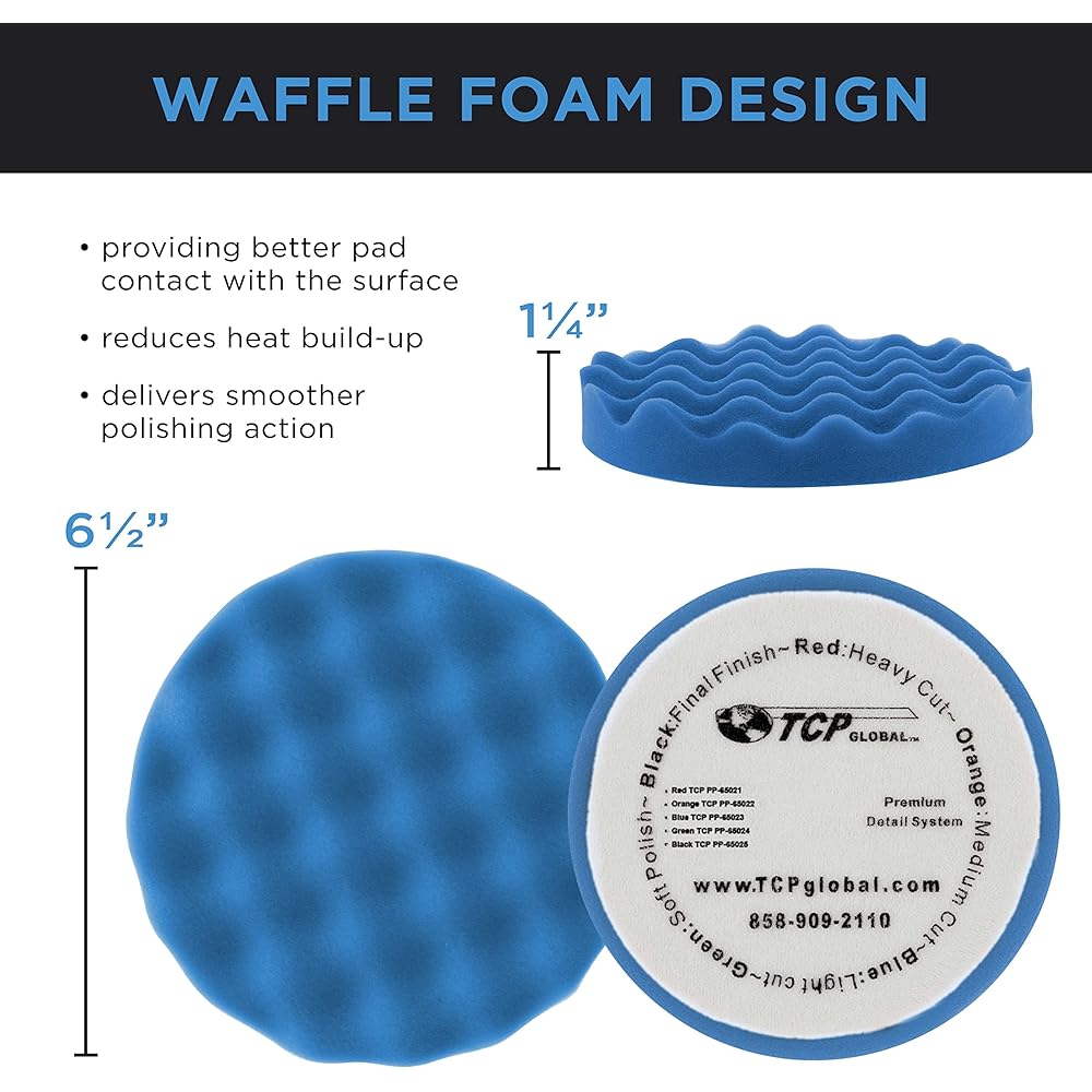 6.7 "6-Pad waffle FOAM & wool polishing grip pad set