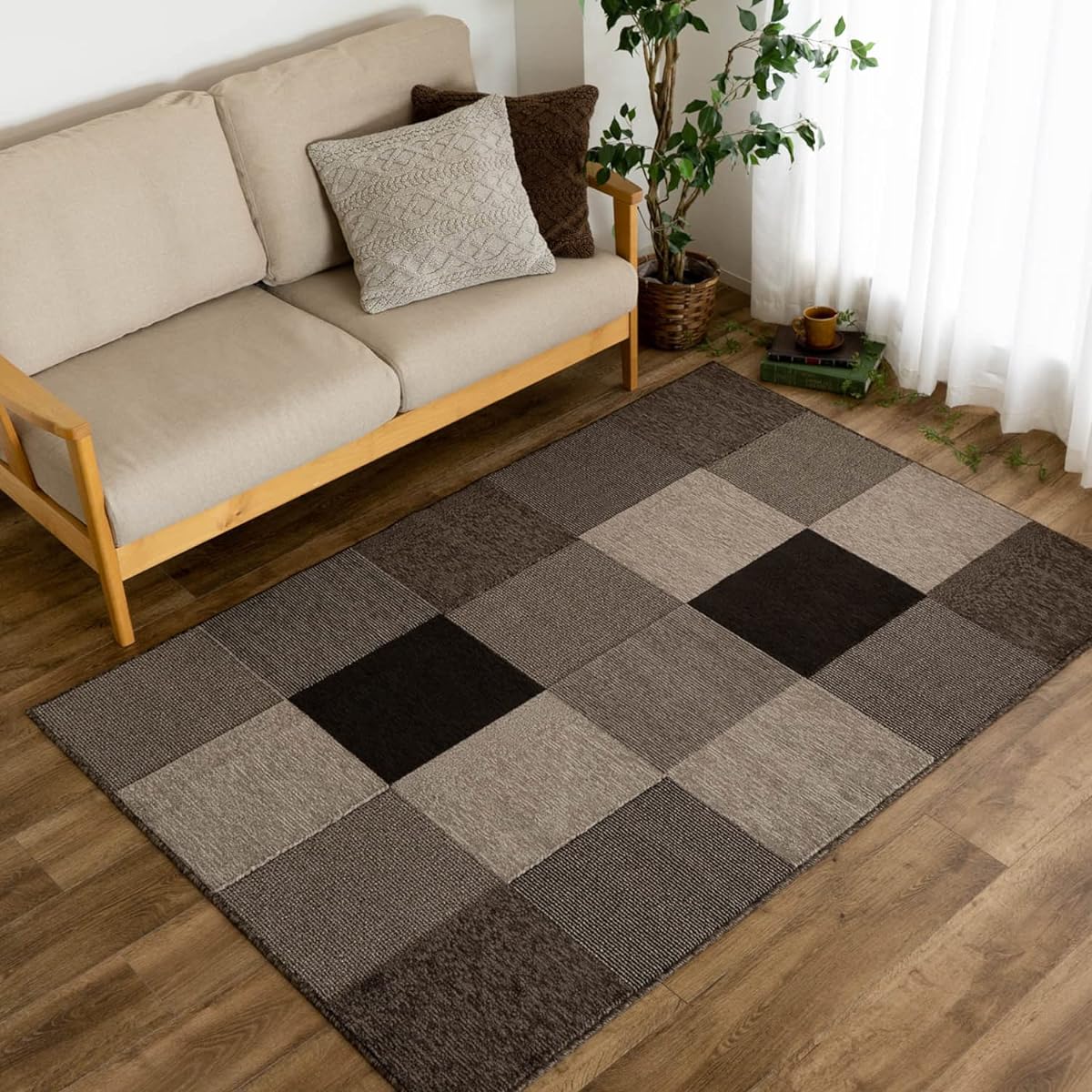 Sayan Sayan Antiviral Processing Antibacterial Processing Scandinavian Rug Tennel 190 x 190 2 Tatami Brown Made in Japan