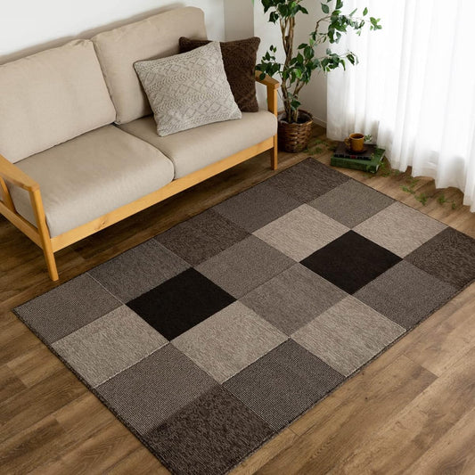 Sayan Sayan Antiviral Processing Antibacterial Processing Scandinavian Rug Tennel 190 x 190 2 Tatami Brown Made in Japan