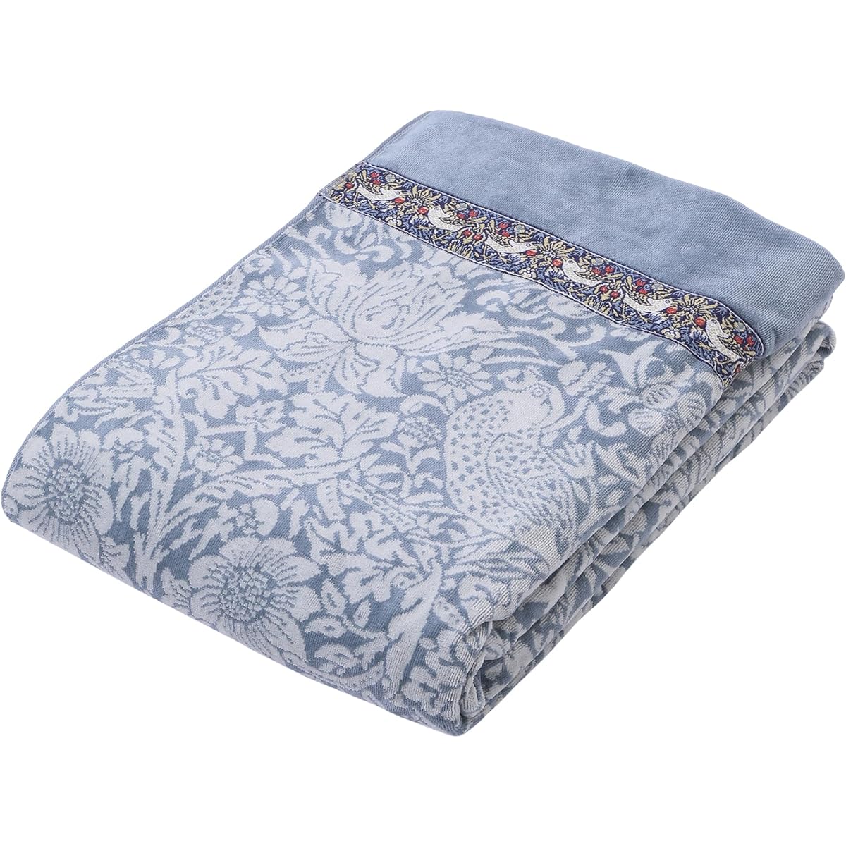 Nishikawa Imabari Towel Blanket Single Washable 100% Cotton Morris Gallery Strawberry Thief Fluffy Soft Made in Japan Blue FR03120017
