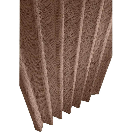 Set of 2 blackout drape curtains (with 2 tassels) Knit Brown 100x178cm Washable Shape-stable processing J-19037
