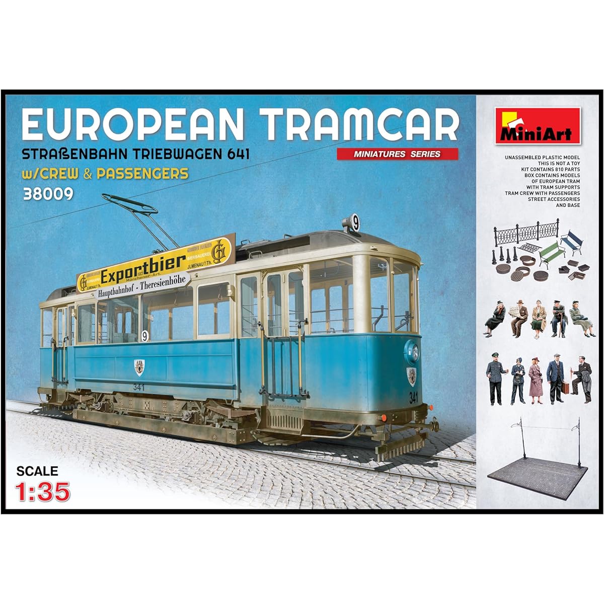 Miniart 1/35 European Tram with Road Base Plastic Model MA38009