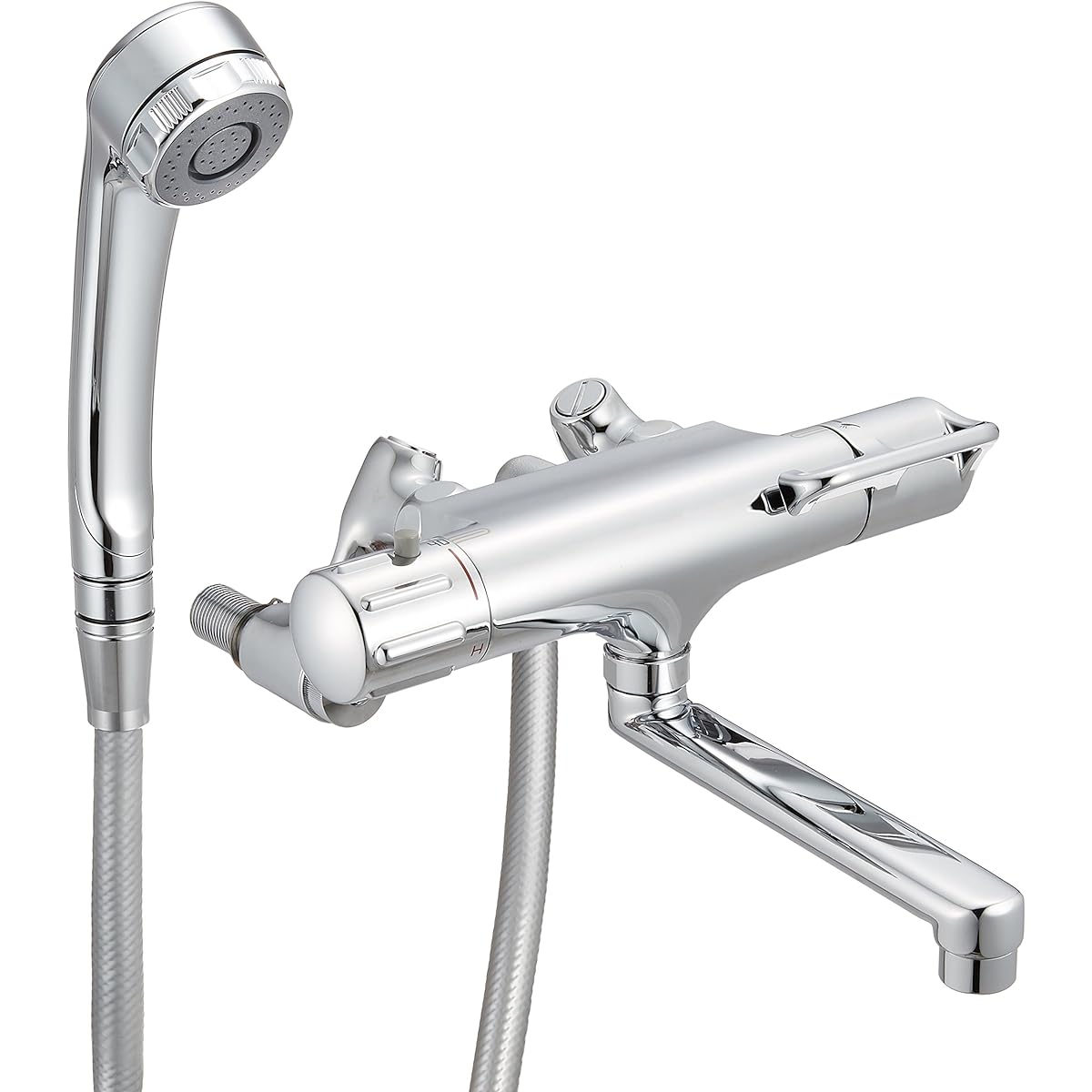 Kakudai Bathroom Wall Mounted Thermostatic Shower Mixer Faucet, Plating Specification, Easy Installation, Rotating Crank, 2 Water Flow Shower, Cold Region Specifications, 174-323K