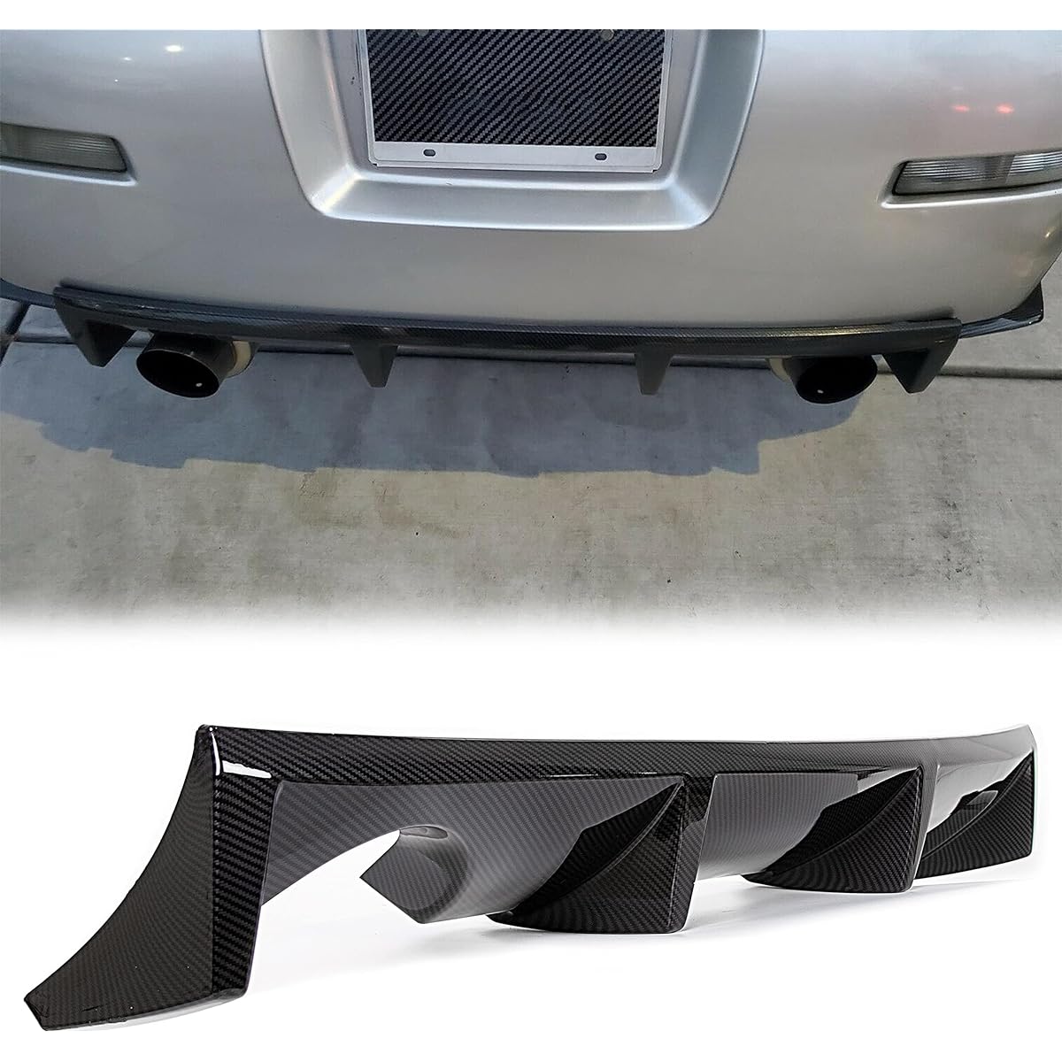 HECASA Rear Bumper Diffuser Lip 2003-2007 NISSAN 350Z Z33 Fair Lady Shake Fail Pins Pins Pins Carbon Style